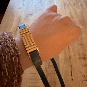 Tory Burch For Fitbit Fret Double-Wrap Bracelet ($175) lightweight leather strap